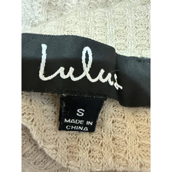 Lulus Women's Beige Tan Waffle Knit Long Sleeve Turtleneck Bodysuit Top Size S - Picture 3 of 4